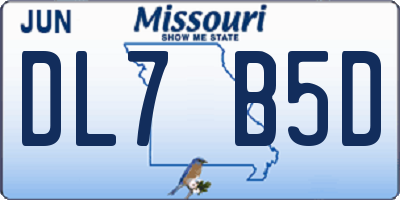 MO license plate DL7B5D