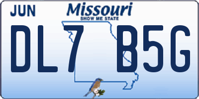 MO license plate DL7B5G