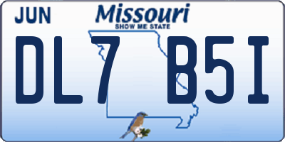 MO license plate DL7B5I