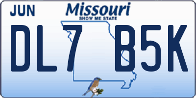 MO license plate DL7B5K