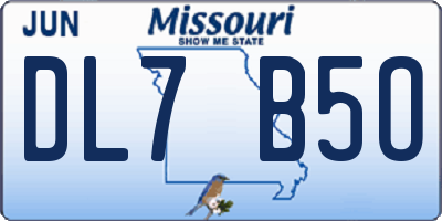 MO license plate DL7B5O