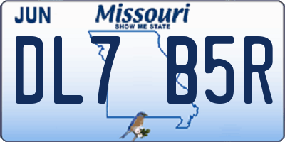 MO license plate DL7B5R
