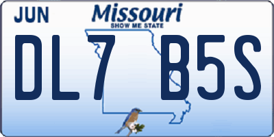 MO license plate DL7B5S