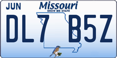 MO license plate DL7B5Z