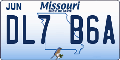 MO license plate DL7B6A