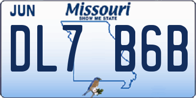 MO license plate DL7B6B