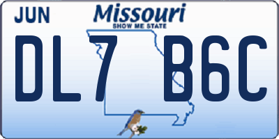 MO license plate DL7B6C