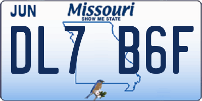 MO license plate DL7B6F