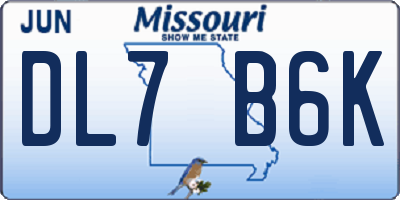 MO license plate DL7B6K