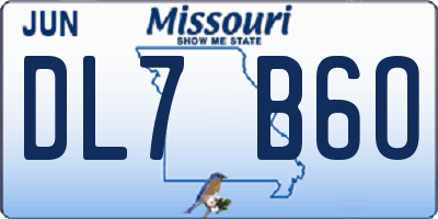 MO license plate DL7B6O