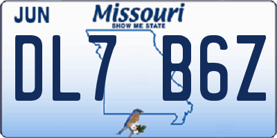 MO license plate DL7B6Z