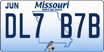 MO license plate DL7B7B
