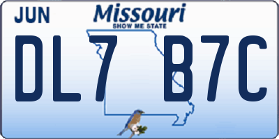 MO license plate DL7B7C