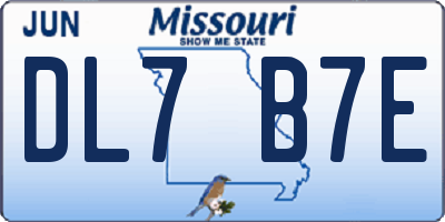 MO license plate DL7B7E