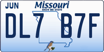 MO license plate DL7B7F