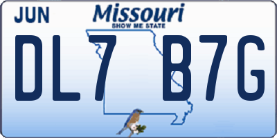 MO license plate DL7B7G