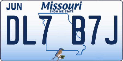 MO license plate DL7B7J