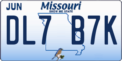 MO license plate DL7B7K