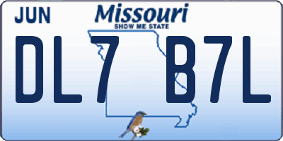 MO license plate DL7B7L
