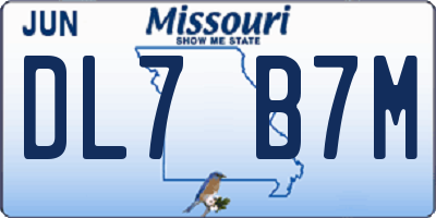 MO license plate DL7B7M
