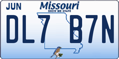 MO license plate DL7B7N