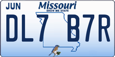 MO license plate DL7B7R
