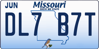 MO license plate DL7B7T