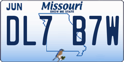 MO license plate DL7B7W