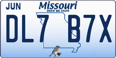 MO license plate DL7B7X