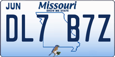 MO license plate DL7B7Z