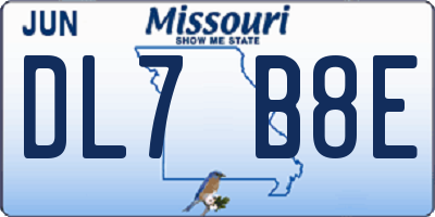 MO license plate DL7B8E