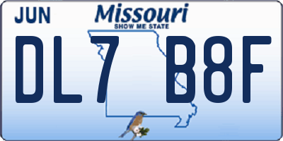 MO license plate DL7B8F