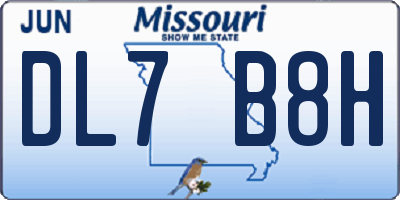 MO license plate DL7B8H