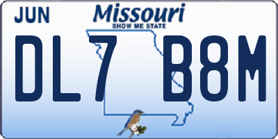 MO license plate DL7B8M