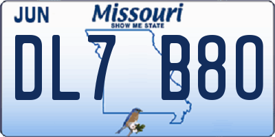 MO license plate DL7B8O