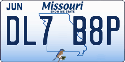 MO license plate DL7B8P