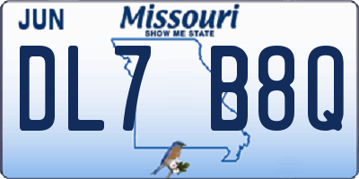 MO license plate DL7B8Q