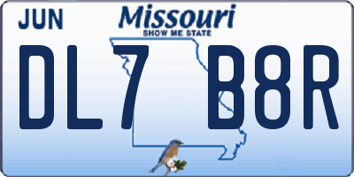 MO license plate DL7B8R