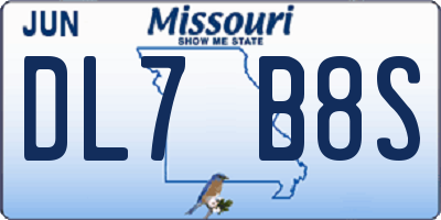 MO license plate DL7B8S