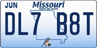 MO license plate DL7B8T