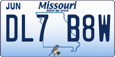 MO license plate DL7B8W