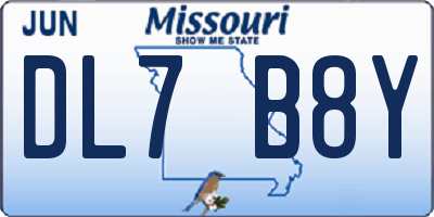 MO license plate DL7B8Y