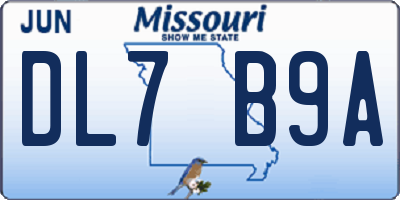 MO license plate DL7B9A