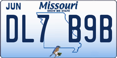 MO license plate DL7B9B