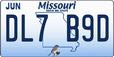 MO license plate DL7B9D