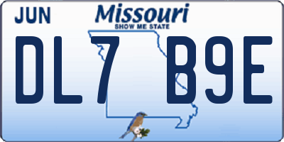 MO license plate DL7B9E