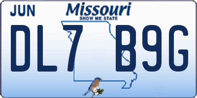 MO license plate DL7B9G