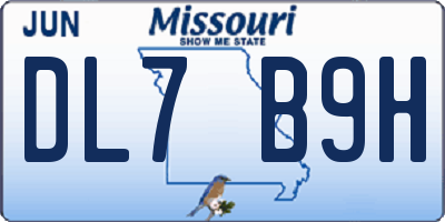 MO license plate DL7B9H
