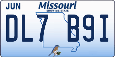 MO license plate DL7B9I