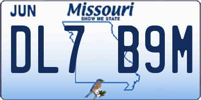 MO license plate DL7B9M